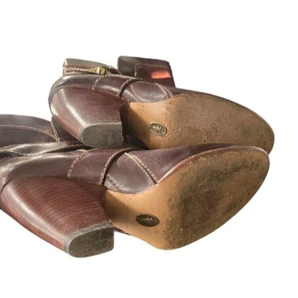 Frye Womens Andrea Ankle Boots Women's 6M Mid Brown Leather Buckle Heeled - Picture 5 of 7